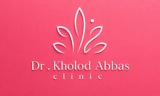 Dr. Kholod Abbas clinic logo with white leaf design on pink background